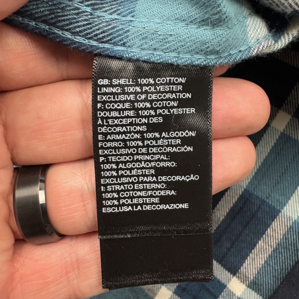 The North Face Button Down Shirt Mens XL Blue Plaid Long Sleeve Cotton NF0A5A8J - Picture 8 of 11